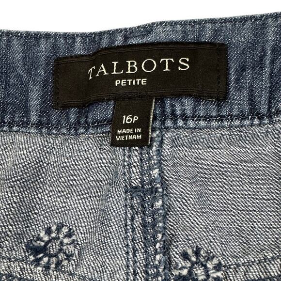 Talbots Embroidered Preppy Classy Soft Lyocell Cotton Blend Skirt Women's 16P - Picture 3 of 5